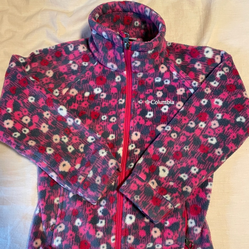 Columbia Kids' Floral Fleece Jacket - Pink and Gray